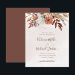 Budget Terracotta Rust Flowers Boho Fall Foliage<br><div class="desc">Modern bohemian style budget Save the date cards featuring watercolor flowers and fall leaves in earthy tones like rust brown,  burnt orange and terracotta. Perfect choice for autumn weddings.</div>