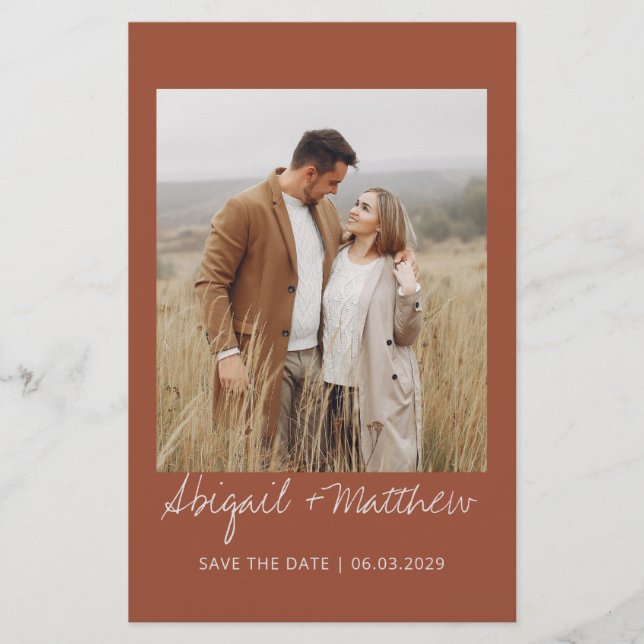 Budget Terracotta Save The Date Invitation  Flyer (Front)