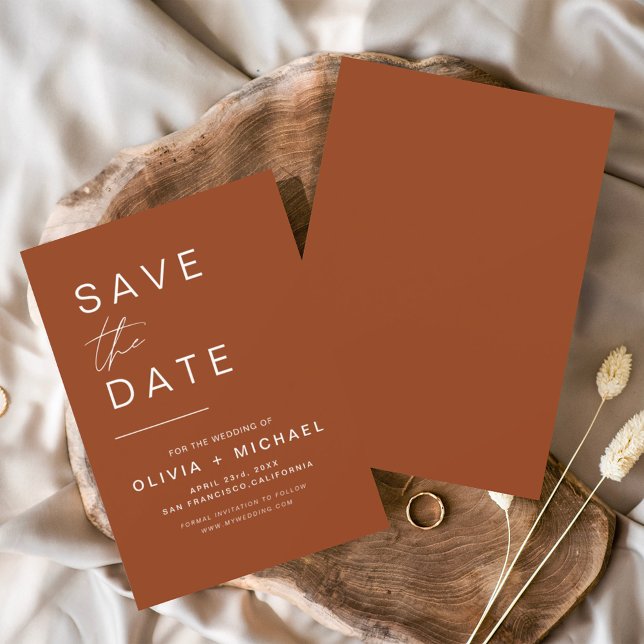 Budget Terracotta Save the Date Minimalist Script (Creator Uploaded)