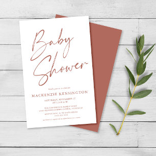 Budget Terracotta Simple Script Baby Shower FLYER