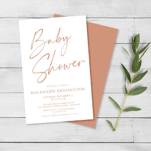 Budget Terracotta Simple Script Baby Shower FLYER