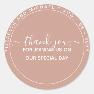 BUDGET Terracotta Thank You Favour Monochrome Classic Round Sticker