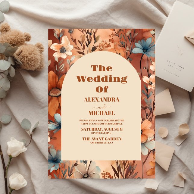 Budget Terracotta Watercolor Wildflowers Wedding Flyer (Creator Uploaded)