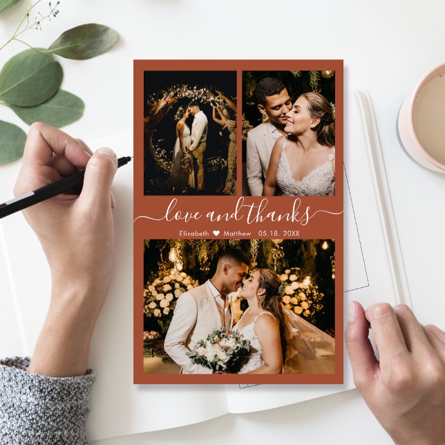 Budget Terracotta Wedding Collage Thank You Card (Creator Uploaded)