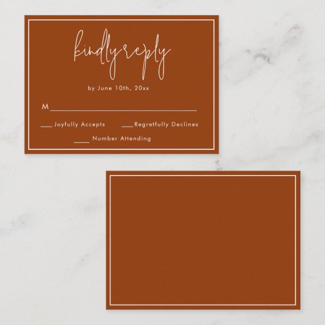 BUDGET Terracotta Wedding RSVP Response Card (Front/Back)