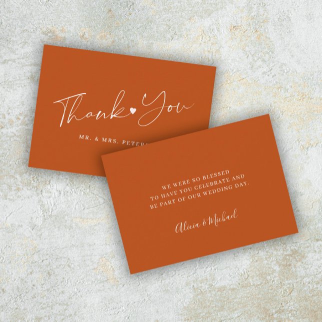 Budget terracotta wedding thank you script card (Creator Uploaded)