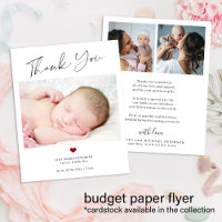 Budget thank you baby photo birth announcement