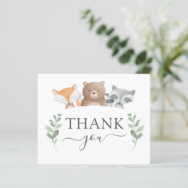 Budget Thank You Baby Shower Woodland Greenery (Standing Front)