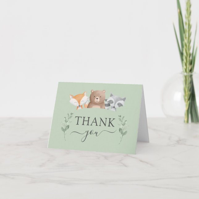 Budget Thank You Baby Shower Woodland Greenery Car Card (Front)