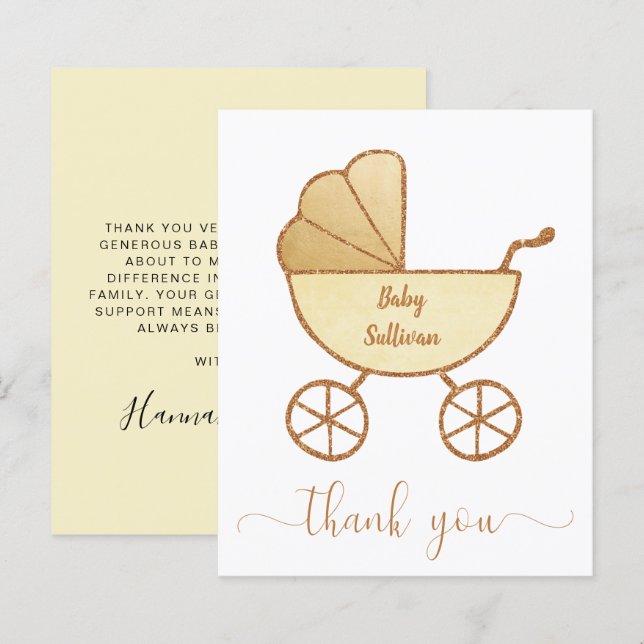 Budget Thank You Baby Shower Yellow Carriage (Front/Back)