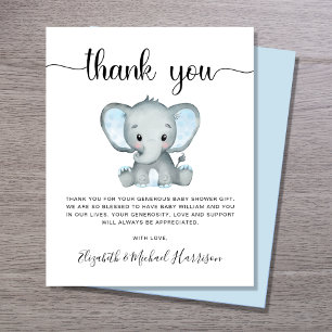 Budget Thank You Blue Elephant Baby Shower