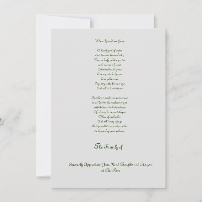 Budget Thank you for condolences sympathy  Card (Back)