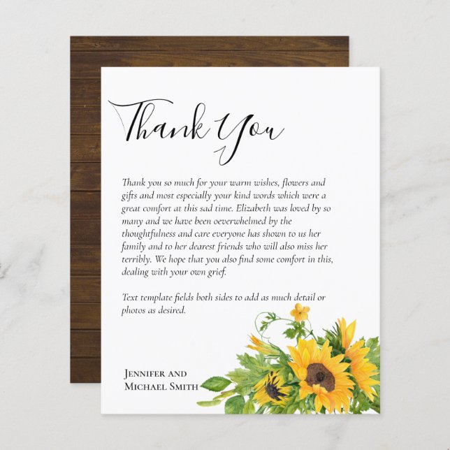 BUDGET Thank You Funeral Memorial Card Templates (Front/Back)