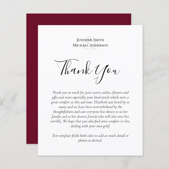 BUDGET Thank You Funeral Memorial Card Templates (Front/Back)