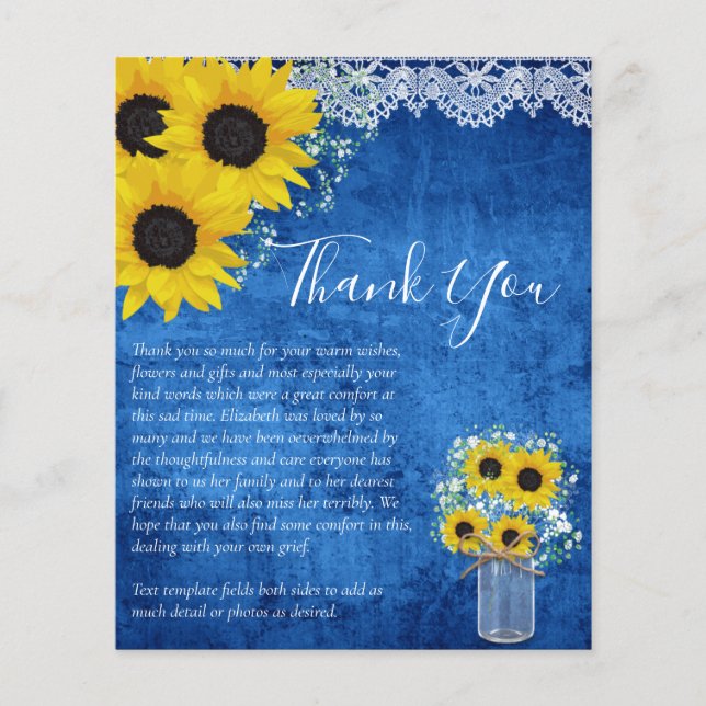 BUDGET Thank You Funeral Memorial Card Templates (Front)