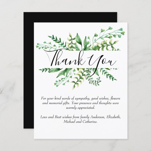 BUDGET Thank You Funeral Memorial Greenery Templat (Front/Back)