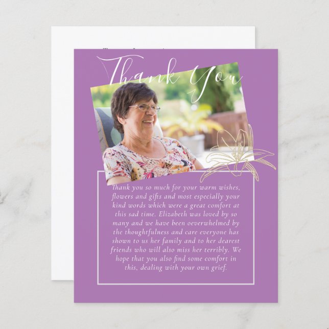 BUDGET Thank You Funeral Memorial Obituary PHOTO (Front/Back)