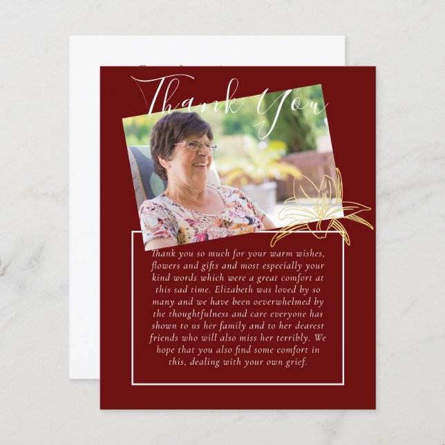 BUDGET Thank You Funeral Memorial Obituary PHOTO (Front/Back)