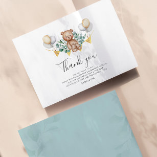 Budget Thank You Woodland Bear Baby Shower Card