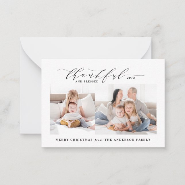 budget Thankful and blessed photo Christmas  Card (Front)