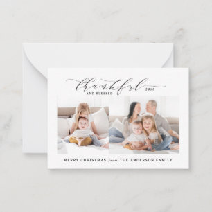 budget Thankful and blessed photo Christmas  Card