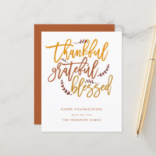 Budget Thankful Grateful Blessed Thanksgiving Card
