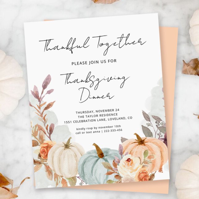 Budget Thanksgiving Dinner Pumpkins Invitation (Creator Uploaded)