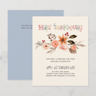 BUDGET Thanksgiving Wedding Invitations DustyBlue
