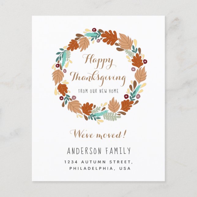 Budget Thanksgiving Wreath Moving Announcement (Front)