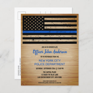 Budget Thin Blue Line Police Retirement Invitation