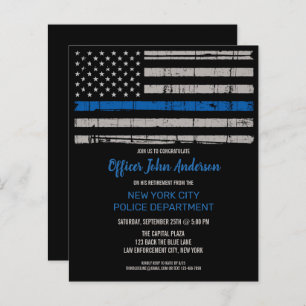 Budget Thin Blue Line Police Retirement Invitation