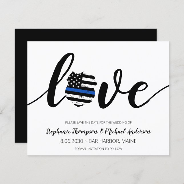 Budget Thin Blue Line Police Wedding Save The Date (Front/Back)