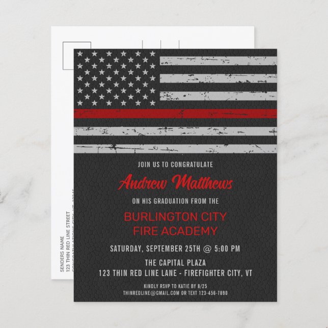Budget Thin Red Line Firefighter Graduation (Front/Back)