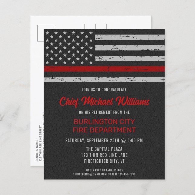 Budget Thin Red Line Firefighter Retirement (Front/Back)