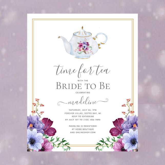 BUDGET Time For Tea Floral Bridal Shower Invite (Creator Uploaded)