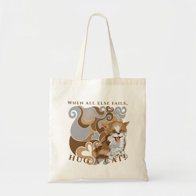 Budget Tote Bag Hug a cat FURRY Kitten (Front)