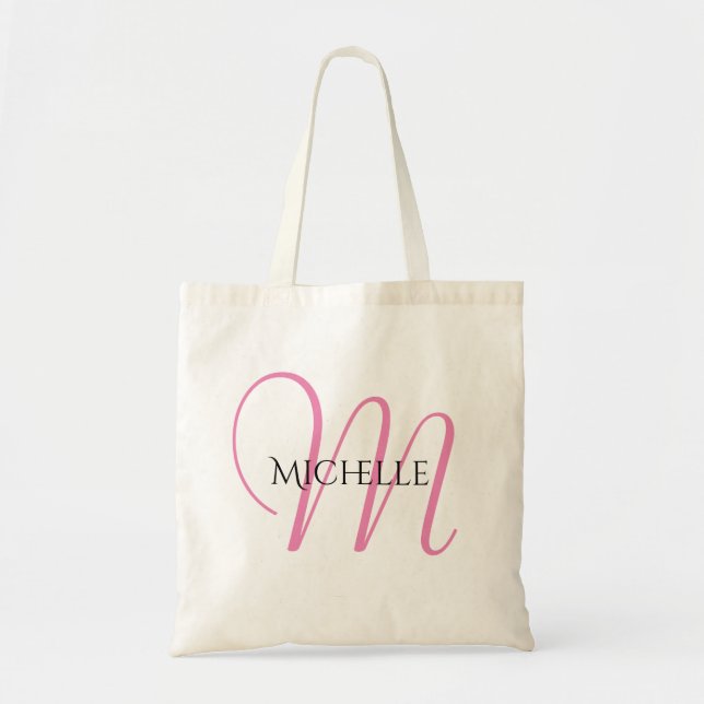 Budget Tote Bags Initial Letter Monogram Template (Front)