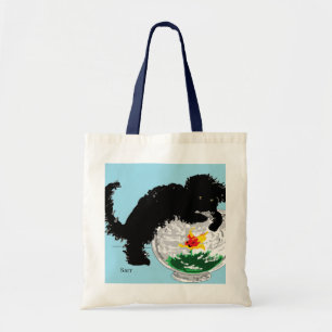 Budget Tote : Cat with fish bowl Bag
