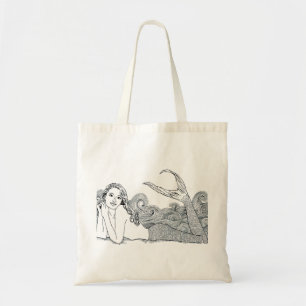Budget Tote Curly Wave Mermaid wht. Bag