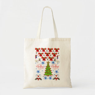 Budget tote handbag christmas tree heart white