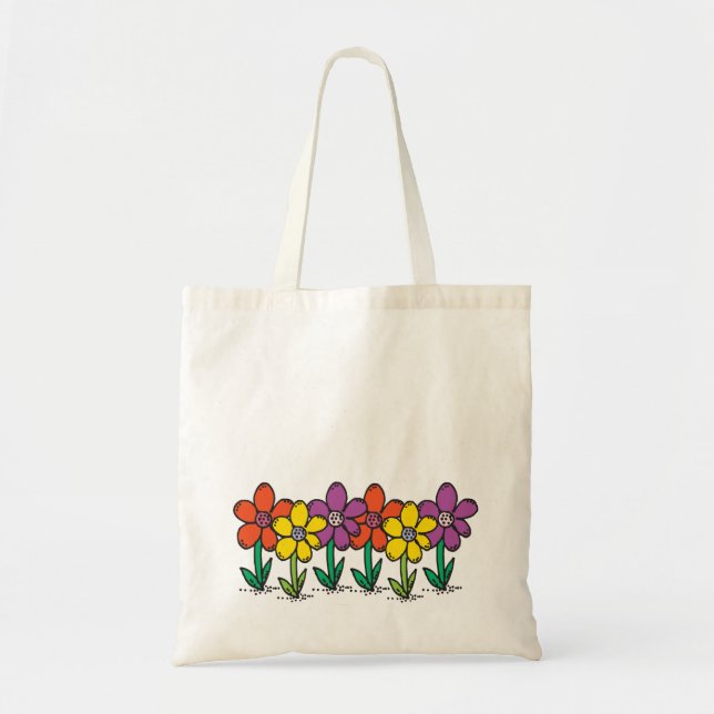 Budget tote with colourful flowers bag (Front)