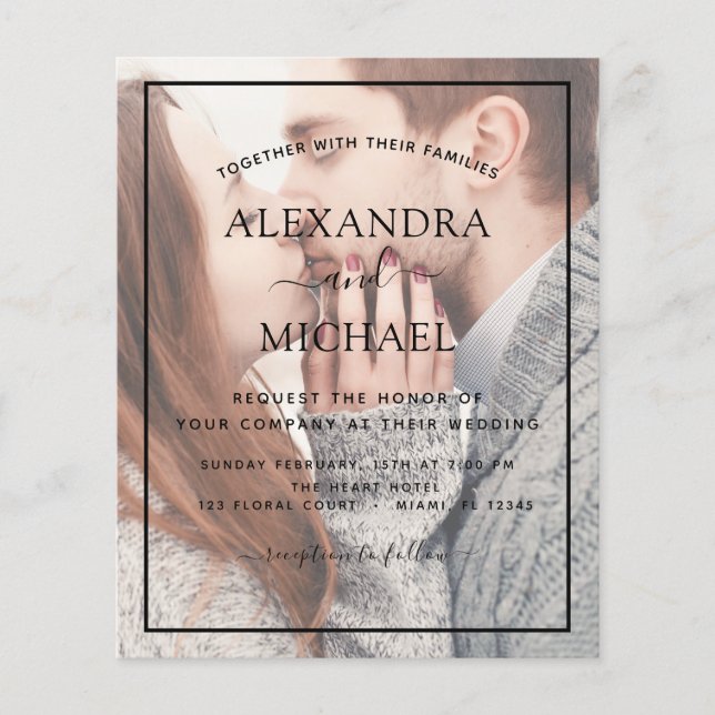 Budget Transparent Photo Wedding Invitations (Front)