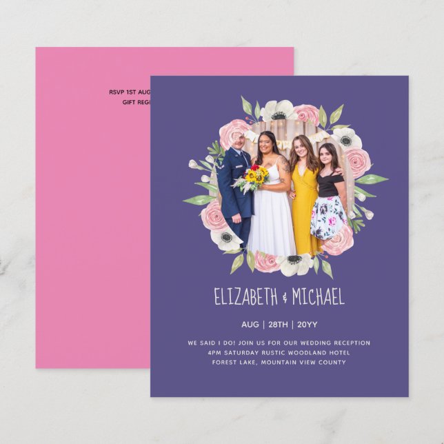 Budget Trending PHOTO Wedding Reception Invites (Front/Back)