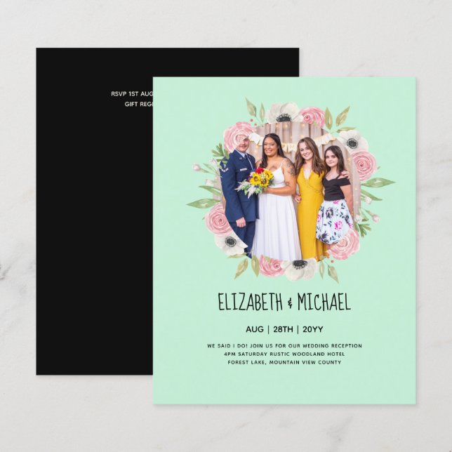 Budget Trending PHOTO Wedding Reception Invites (Front/Back)
