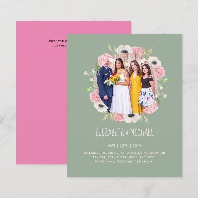Budget Trending PHOTO Wedding Reception Invites (Front/Back)