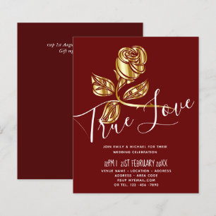 BUDGET Trending True Love Gold Rose Wedding Invite