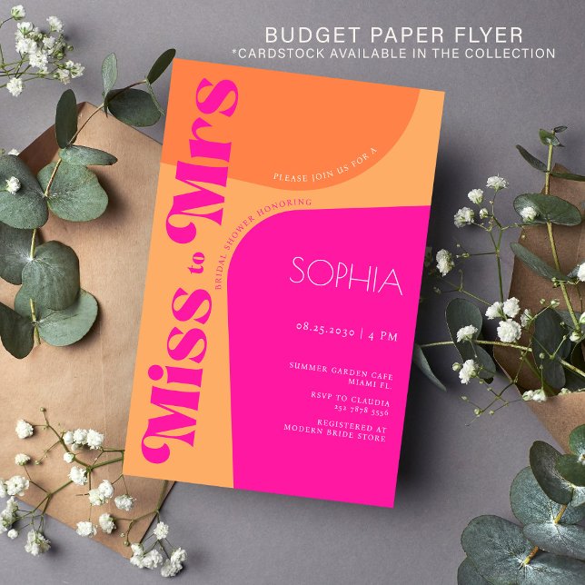 Budget trendy hot pink bridal shower invitation flyer (Creator Uploaded)