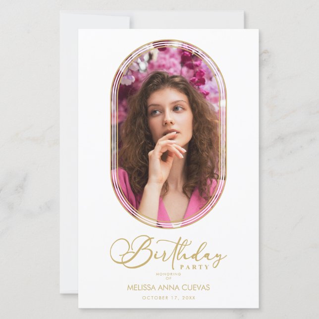 BUDGET Trendy Modern Oval Fake Golden Custom Photo (Front)