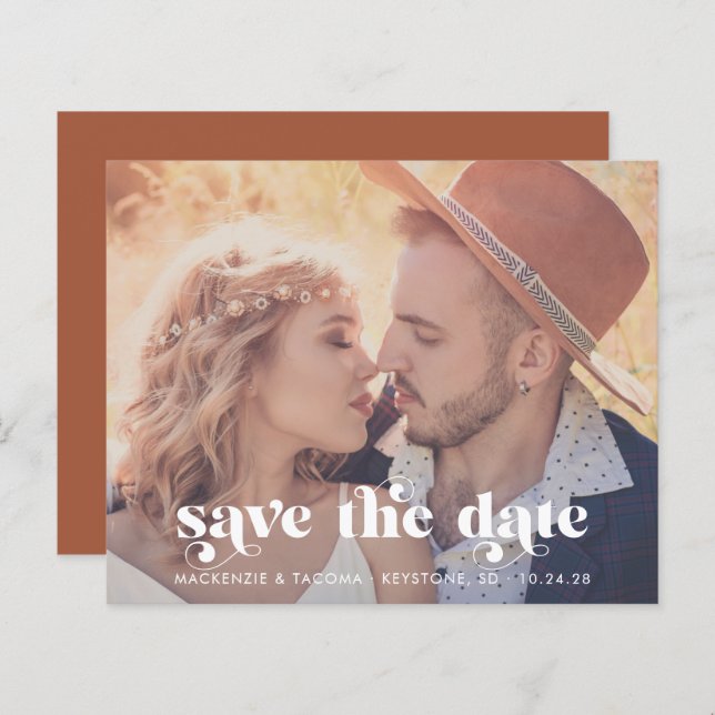 Budget Trendy Modern Photo Save the Date (Front/Back)