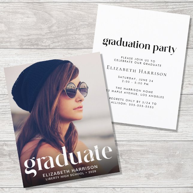Budget Trendy Photo Graduation Party Invitation (Creator Uploaded)